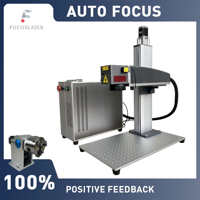 Auto Focus Fiber Laser Marking Machine Jpt Raycus 20w 30w 50w Stainless Steel Engraver Metal Business Cards Cutting Gold Silver