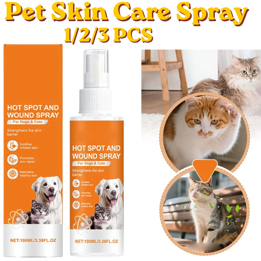 1/2/3PCS Pet Skin Repair Spray Natural Gentle Formula Itch Relief Soothe Irritation For Dog Cat Puppy Outdoor Grooming Care