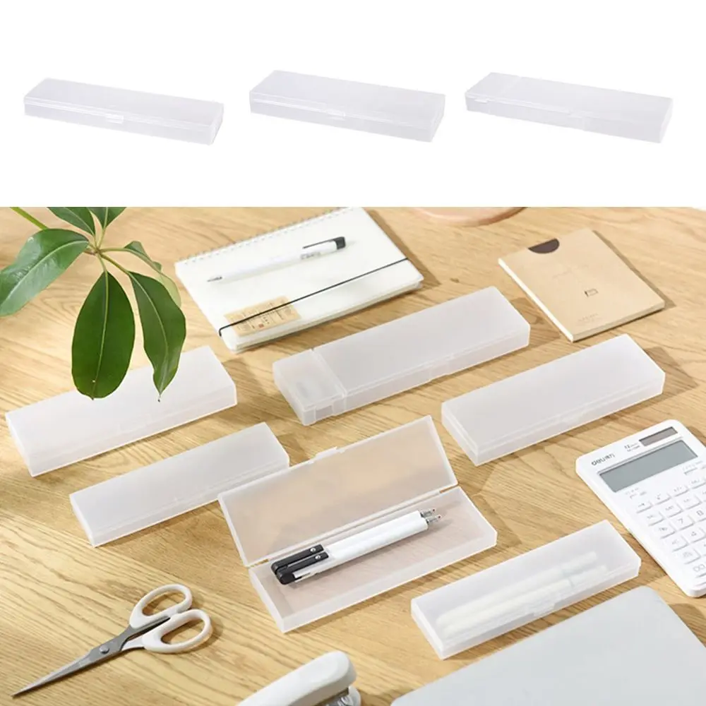

Высококачественный пластиковый пенал, матовая полупрозрачная коробка для ручек, многофункциональная коробка для хранения канцелярских принадлежностей S/M/L, подарок