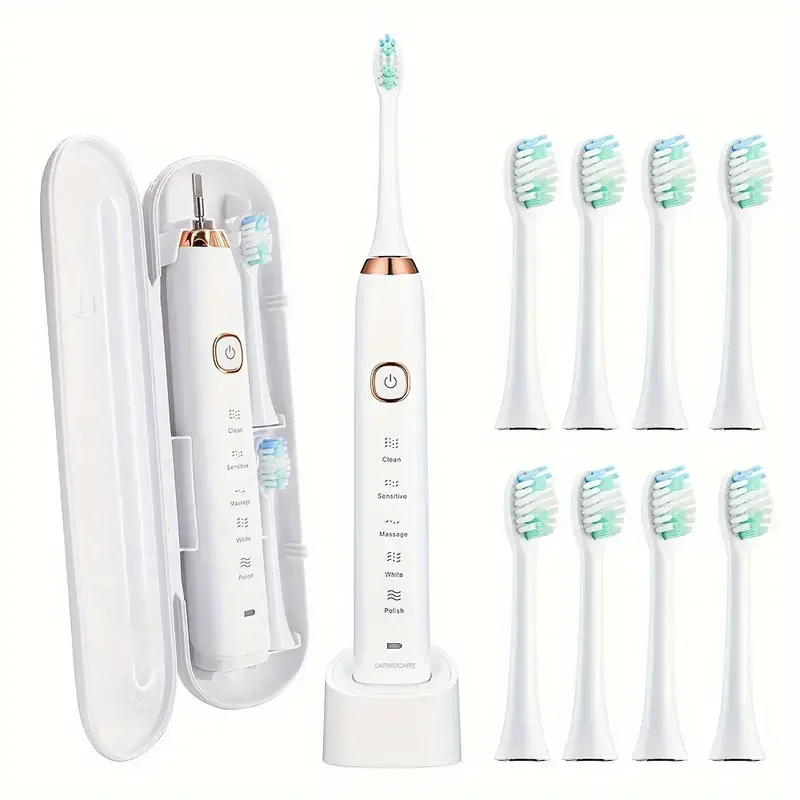 

2025 Newest USB Rechargeable Electric Toothbrush Automatic Toothbrush for Adults with 5 Modes and 8 Replacement Brush Heads