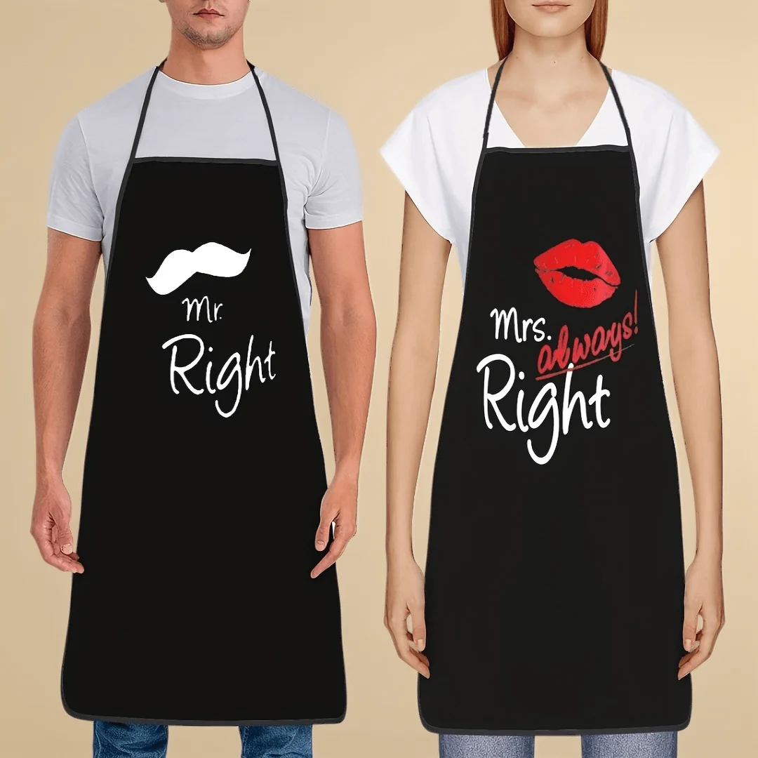 

Набор из 2 водонепроницаемых фартуков для пары «Мистер правильный» и «Миссис всегда права» из полиэстера, подарок для кухни