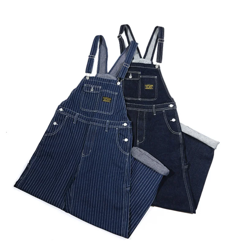 

New Okonkwo Primary Color Denim Overalls Outdoor Sport Trekking Labor Cargo Camping Travel Cycling Men's Striped Pants Jumpsuit