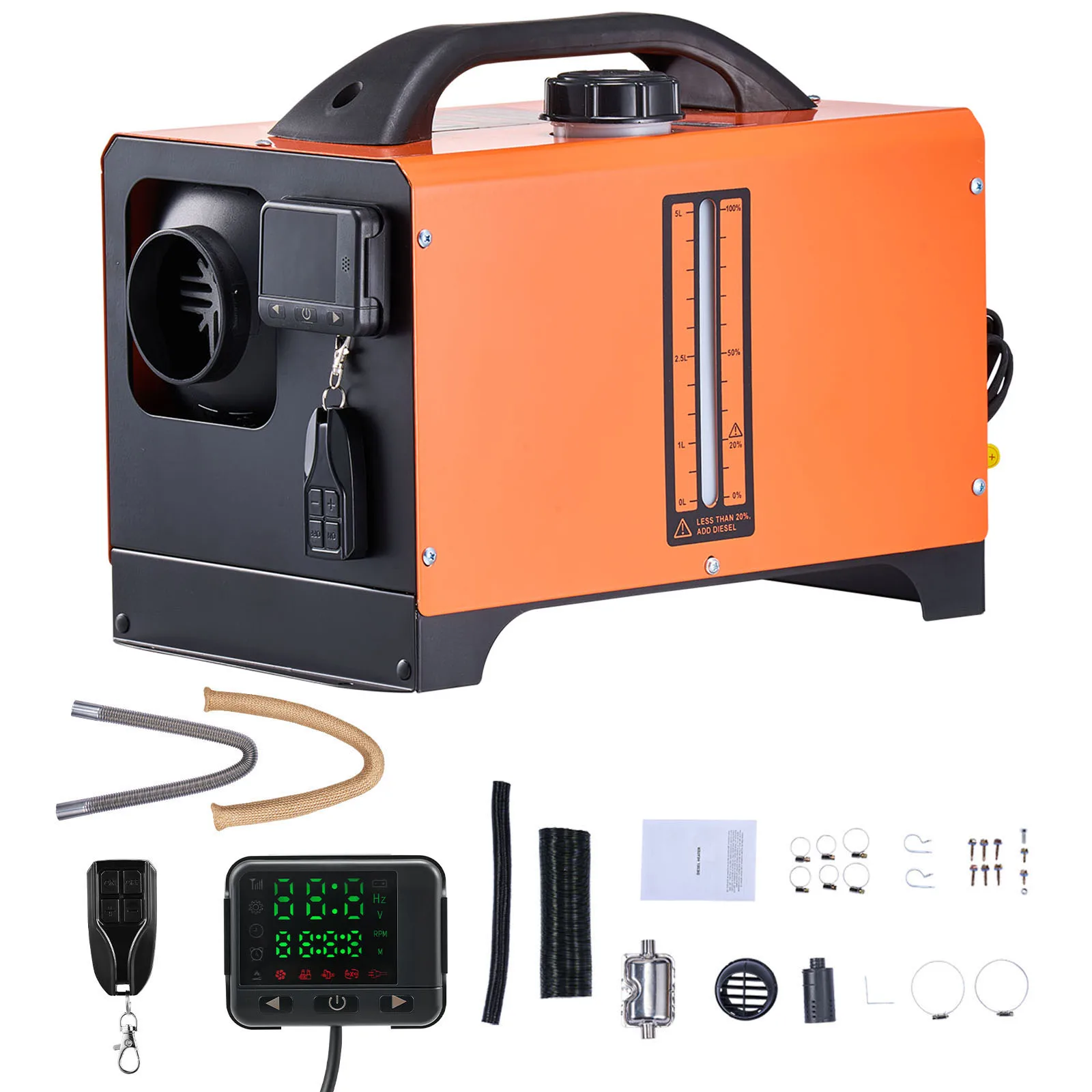 SucceBuy Calentador de aire diésel de 8KW DC12-24V Calentador de estacionamiento diésel con control remoto Anuncio de voz Calentador de coche apto para camión RV
