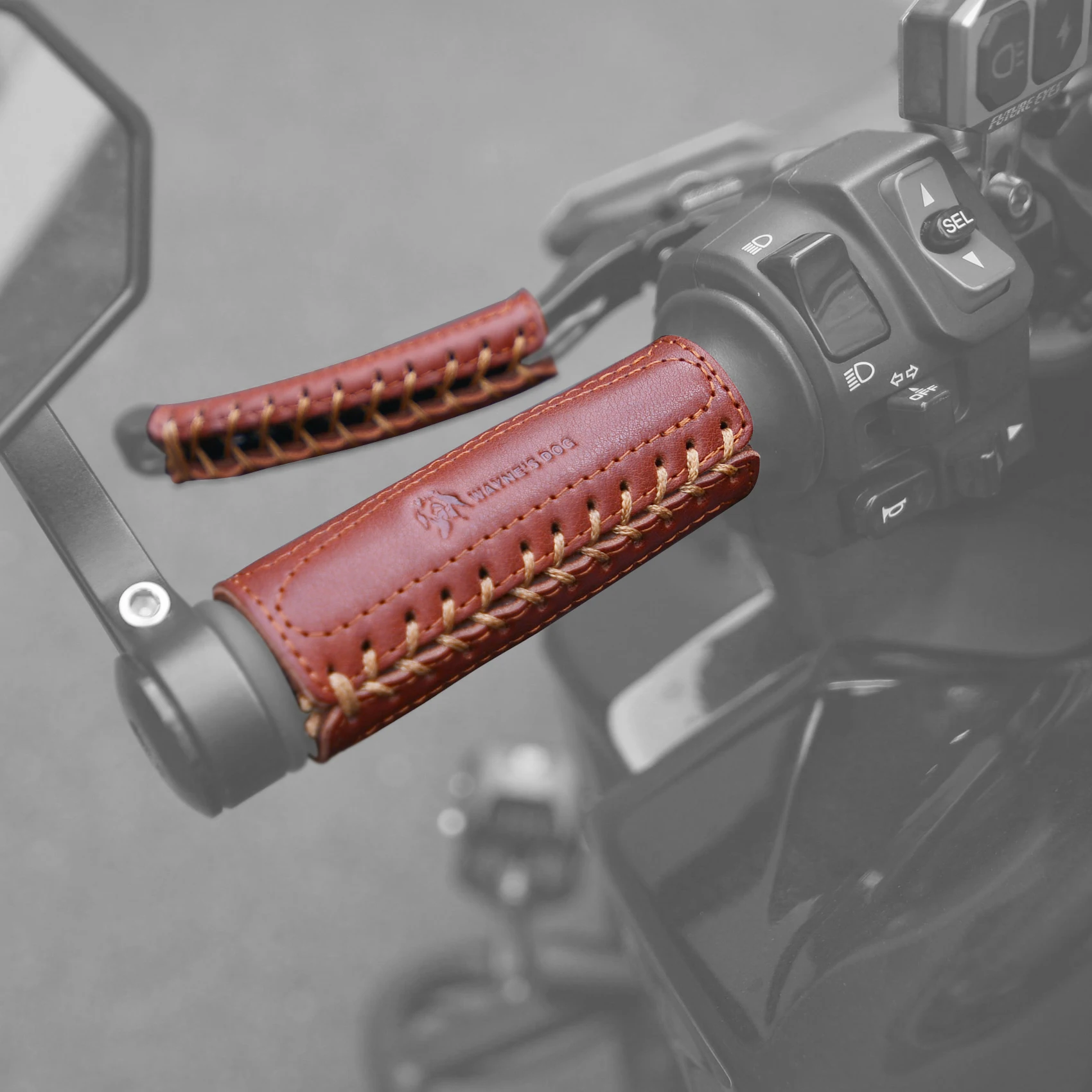 1 Combo of Real Leather Motorcycle Handlebar Grips Cover with Brake Clutch Covers Small Size Brown Black