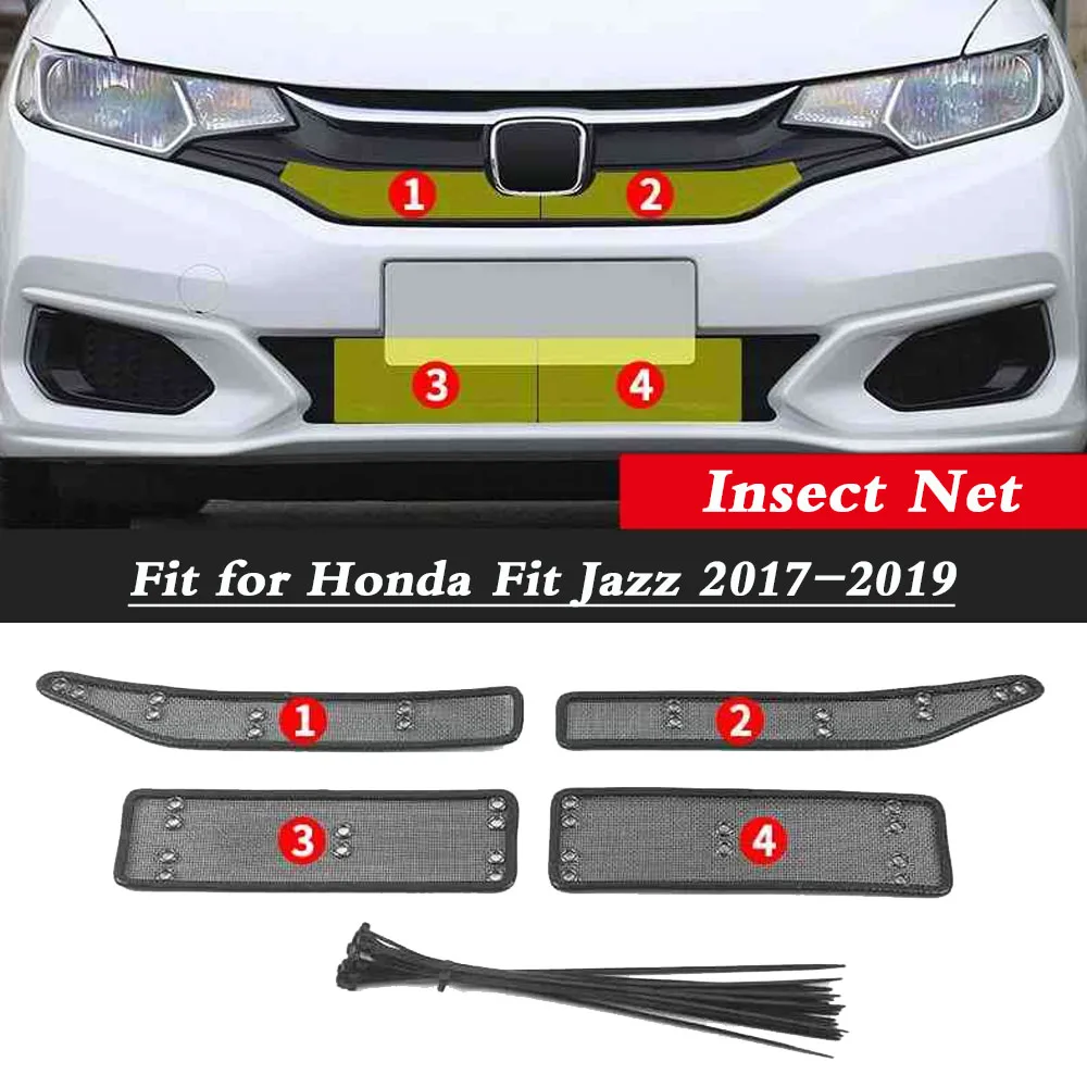 

Car Body Grille Insect Screening Mesh Front Grille Net Cover Screen Netting Parts Hoods 4pcs For Honda Fit Jazz 2017 2018 2019