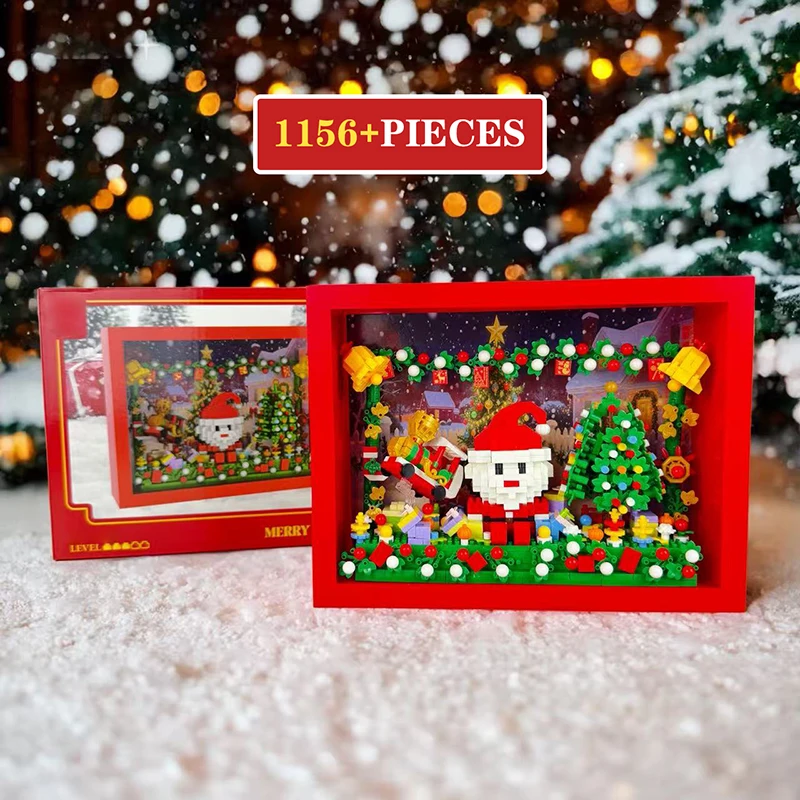 

Christmas Series Gifts Building Block Santa Claus Photo Frames Puzzle Assembling Bricks Xmas Party Decoration kids Toys Gifts