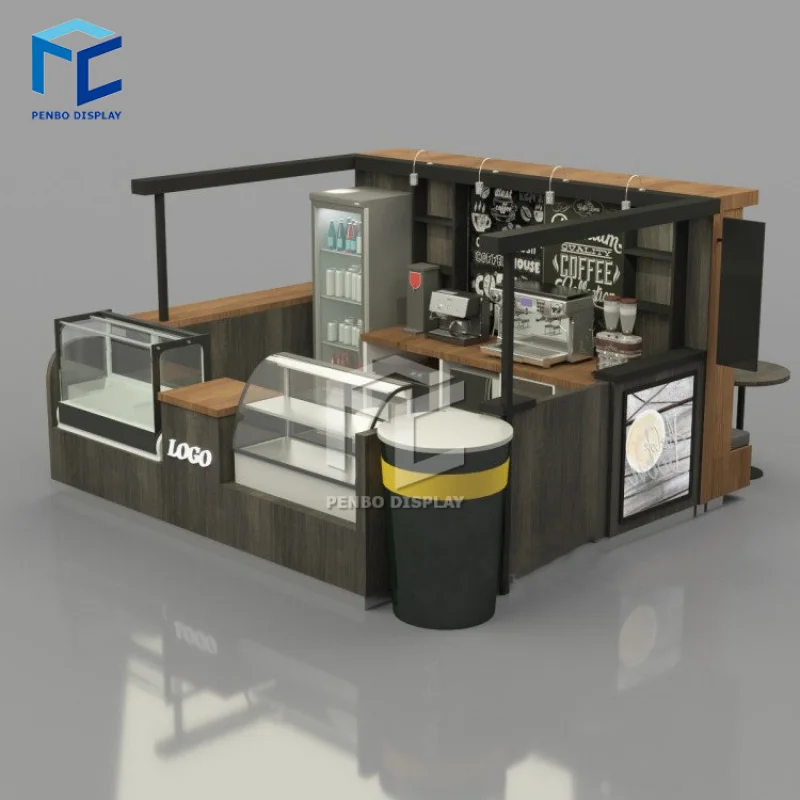 

2025customized.Customized Small Commercial Prefab Coffee Shop Decoration Design Display Counter Mall Cafe Kiosk Shops Furniture