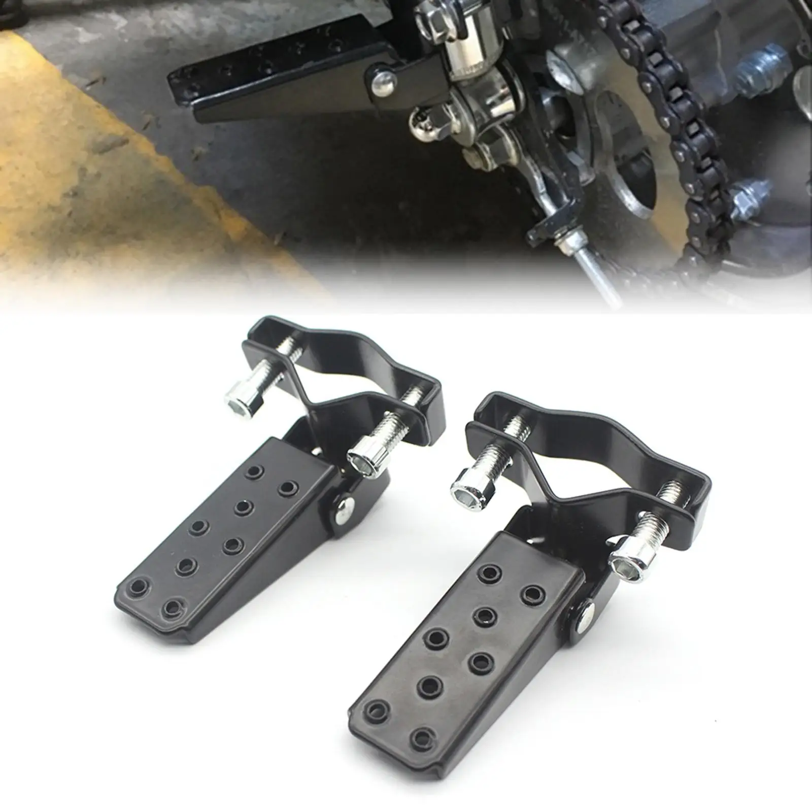 Motorbike Motorcycle Foot Pegs Pedals Universal 25-30mm Folding, Durable Material High Reliability image 2