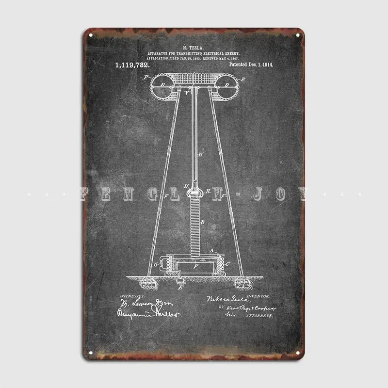 Nicola Tesla Patent Metal Sign Cinema Kitchen Kitchen Classic Plaques Tin Sign Poster