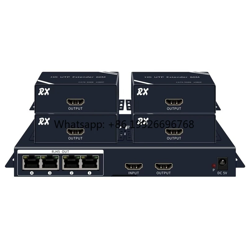 1 in 4 Out 1 Transmitter 4 Receivers 1080P 60Hz 60M HDMI Extender RJ45 Ethernet HDMI UTP Splitter 1x4