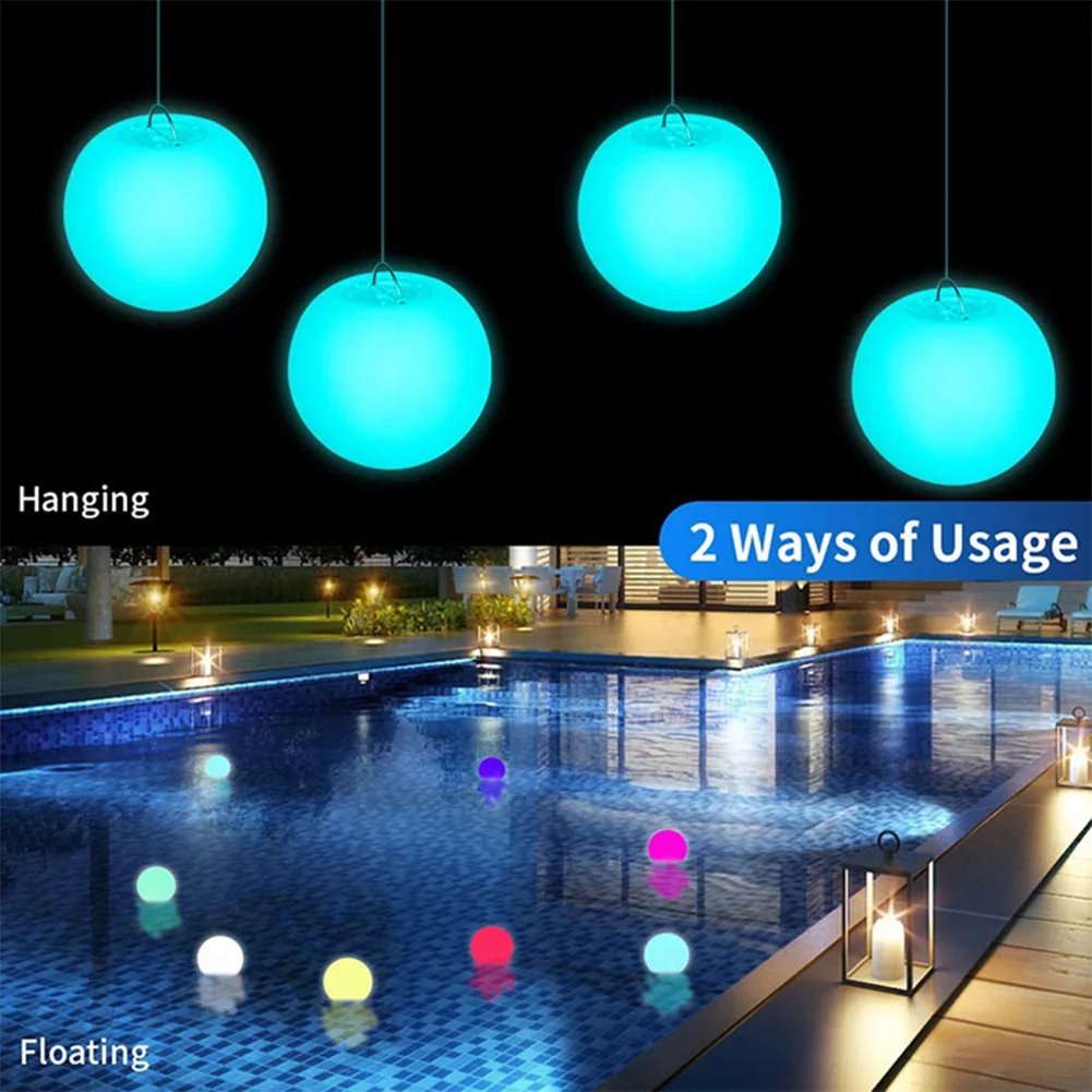 LED Glowing Ball Night Light Remote Control Outdoor Ball Floating Pool Light Swimming Pool Party Lamp for Garden Yard Pool Decor