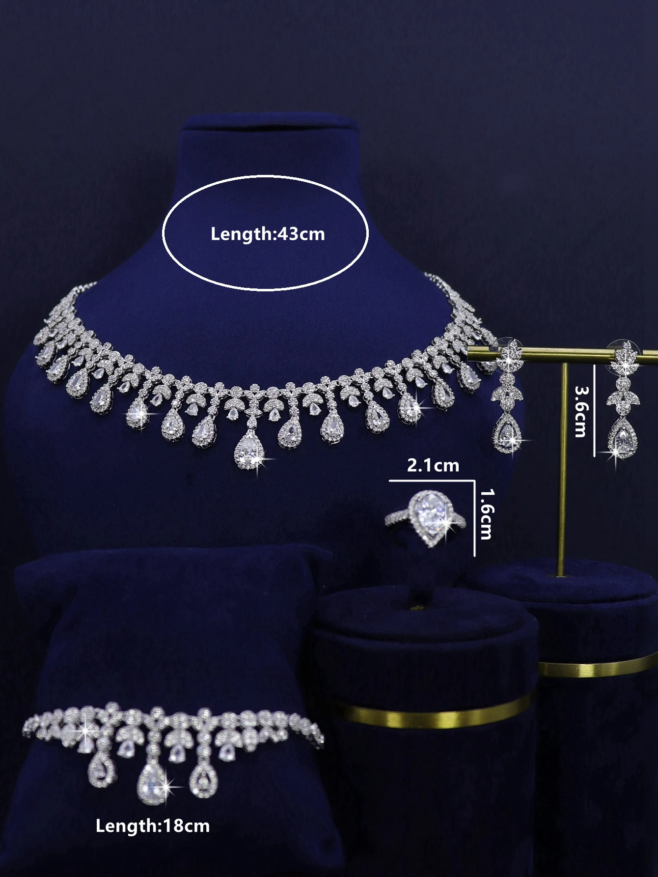 Nigeria Saudi Arabia Bridal Season Luxury Set 4-piece Platinum Plated Fashion Jewelry Accessories Wedding Anniversary Gift