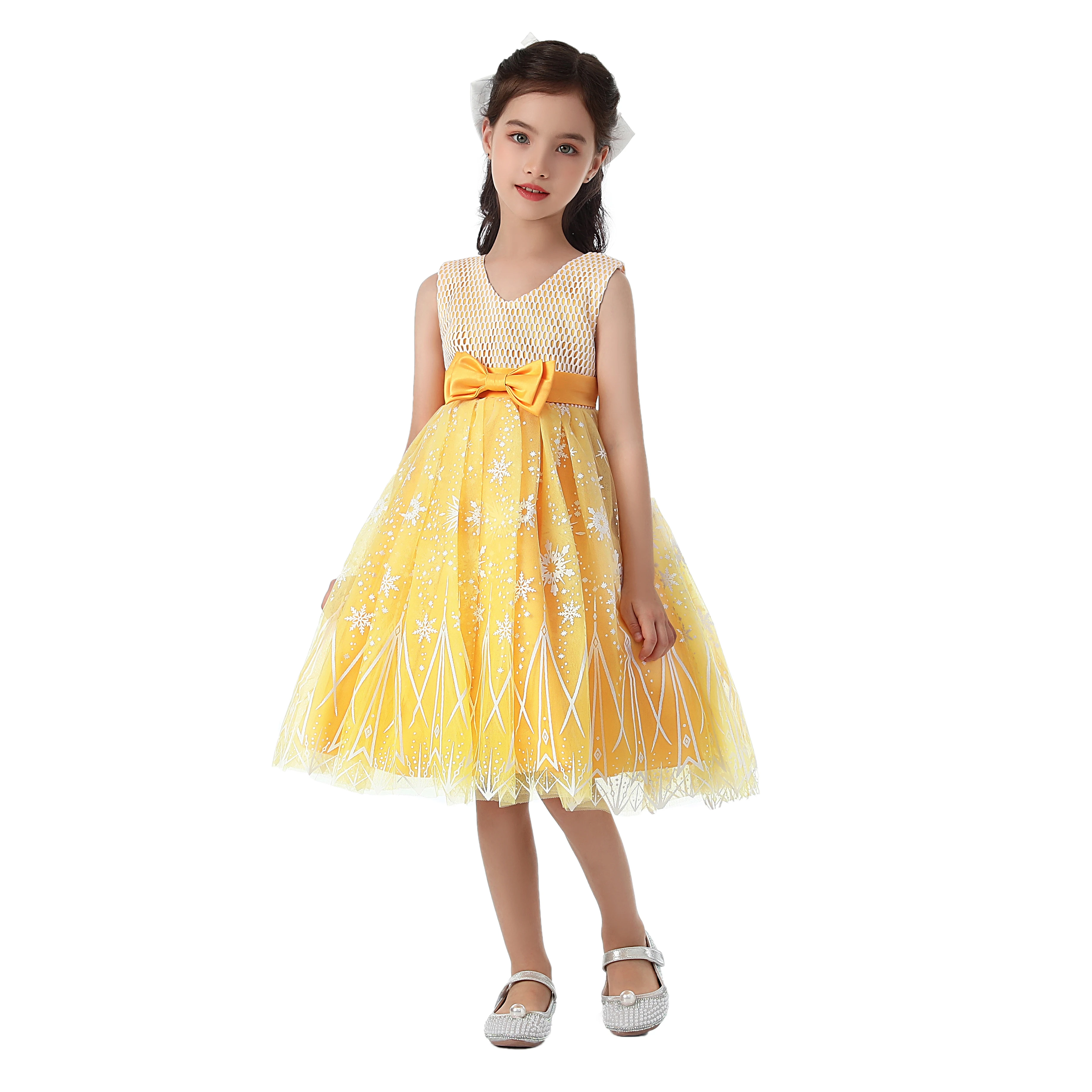 Children's Formal Dress: Princess-Print Tulle Skirt; Girls' Birthday Party Dress; Hostess and Piano Performance Outfit
