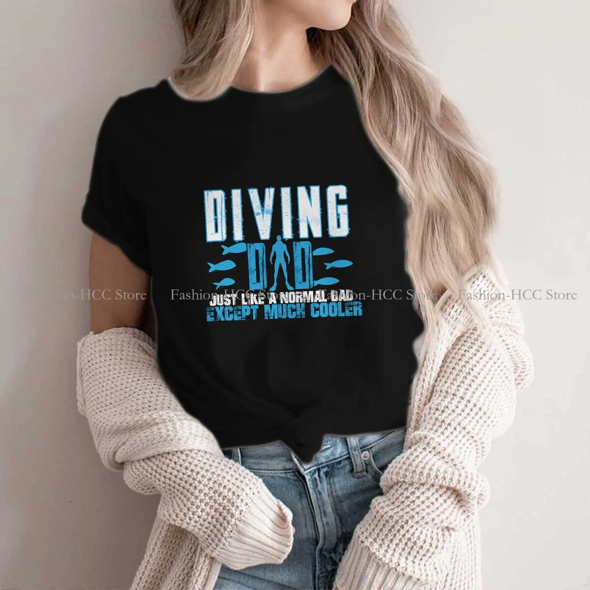 Cool Diving Harajuku Polyester TShirt Dive Diving Printing Tops Casual T Shirt Female