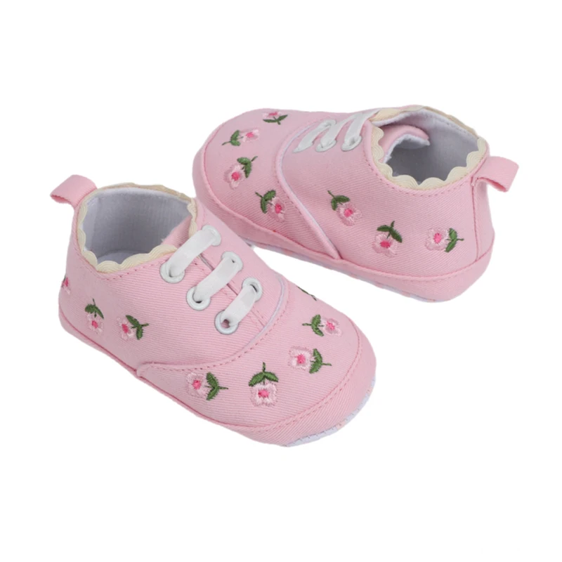 Newborn Baby Girl Casual Canvas Shoes Flower Cotton Sole Non-slip Baby Shoes Female Infant First Walkers Crib Shoes