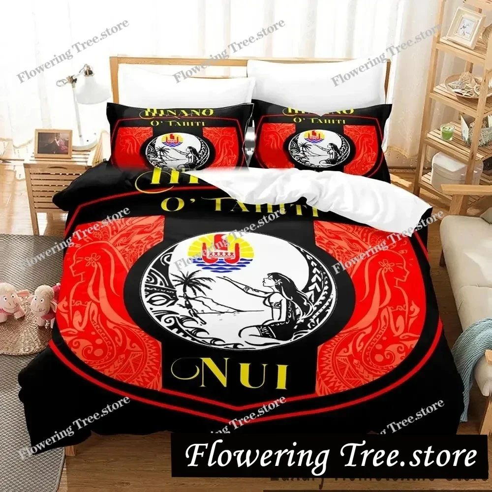 

3D H-hinano Tahiti Logo Bedding Set Boys Girls Twin Queen King Size Duvet Cover Pillowcase Bed Boys Adult Home Textileextile