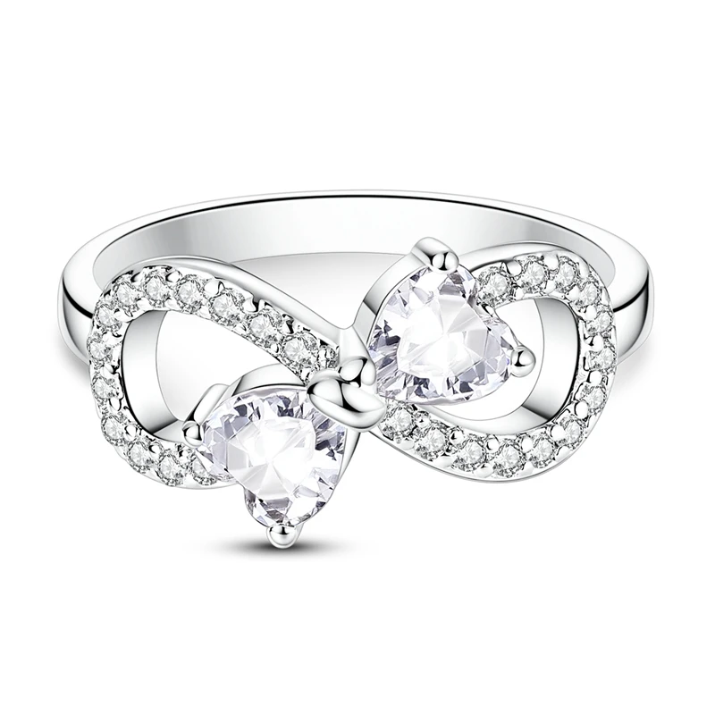 Original 925 Sterling Silver Sparkling Eternal Bow Ring For Women Girls Jewelry Birthday Anniversary Gifts