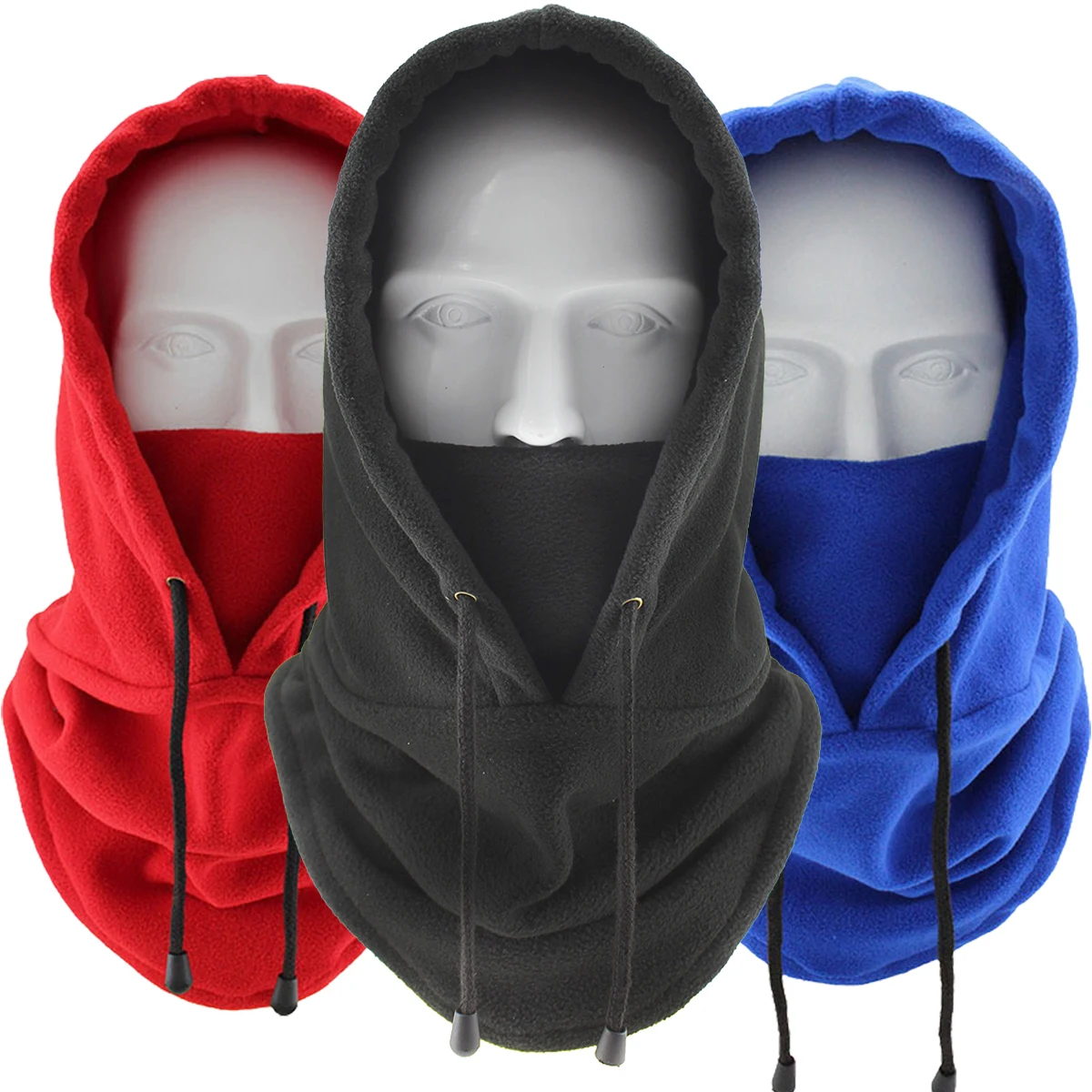 Winter Thermal Fleece Hat Hooded Outdoor Windproof Cold Warm Skiing Face Mask Cap Men Women Neck Cycling Face Balaclava Caps