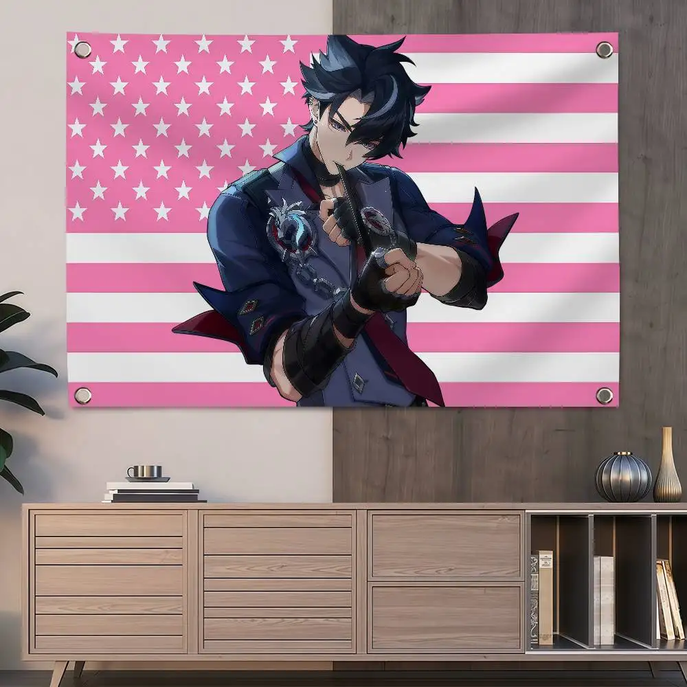 Genshin Impact Wriothesley America 150x200cm 60x90cm Flag Decoration Outdoor Picnic Party Home Camping Party Art Hanging Banner
