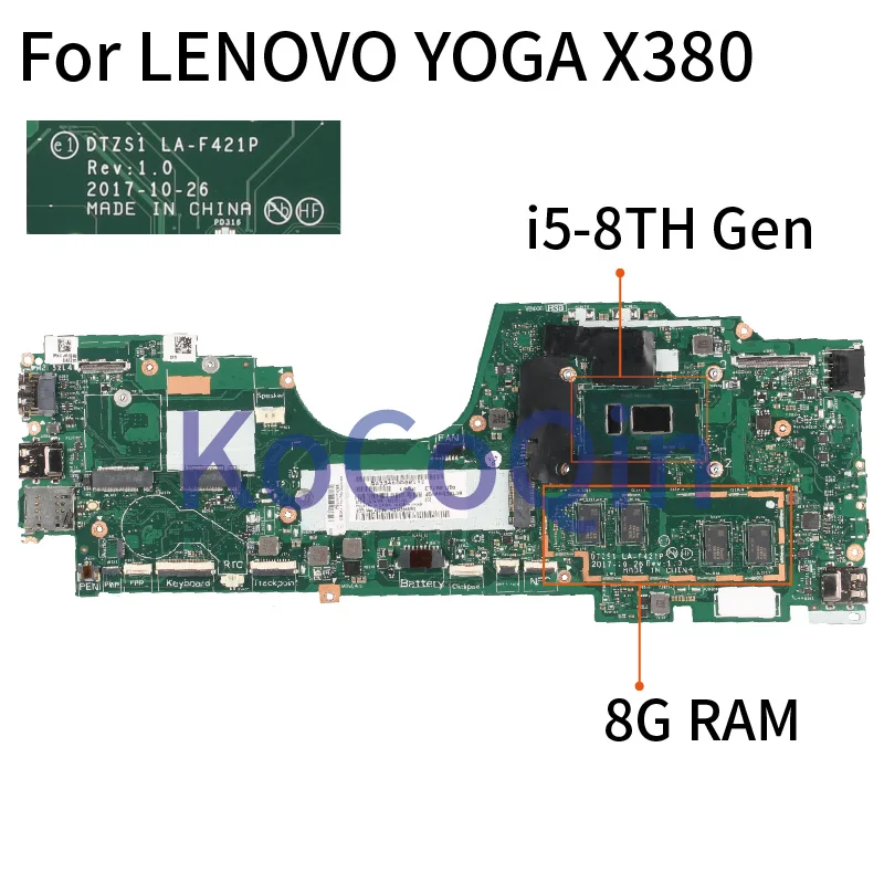 

LA-F421P для LENOVO Thinkpad X380 YOGA X380, материнская плата для ноутбука DTZS1 LA-F421P Core i5-8250U, материнская плата для ноутбука протестирована