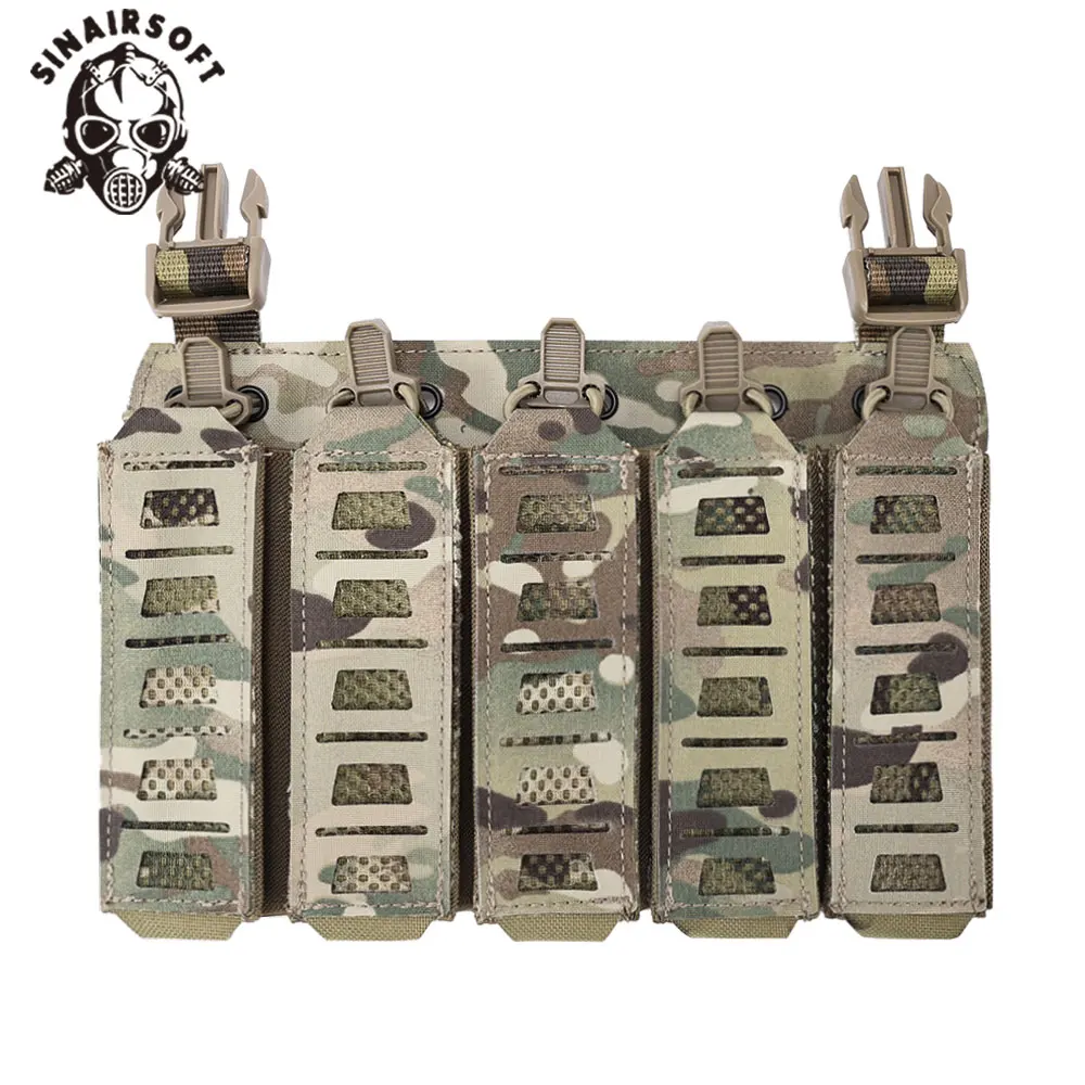 SINAIRSOFT Tactical MP5 MP7 Magazine Pouch With Hook&Loop and Elastic Retention Straps For Vest Chest Rig Accessories