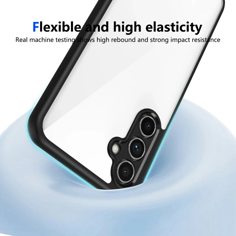 Simple transparent phone case made of acrylic TPU 2-in-1 anti drop phone protective case suitable for Samsung M55 M35 M15 M05 - náhled 4