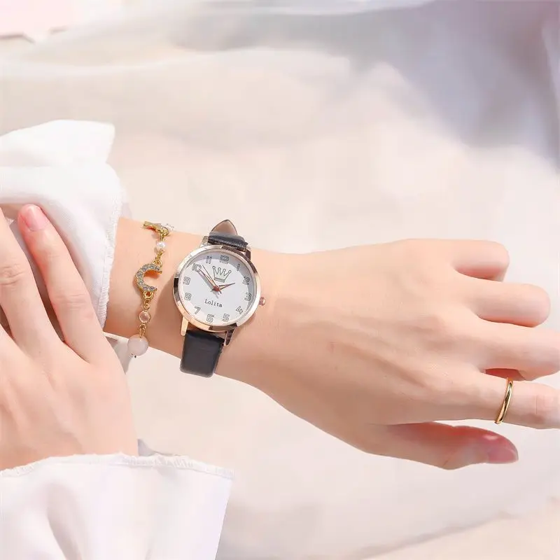 Harajuku estilo criativo relógio das crianças menina bonito brilho coroa estudante simples grande dial esporte relógios presente de natal