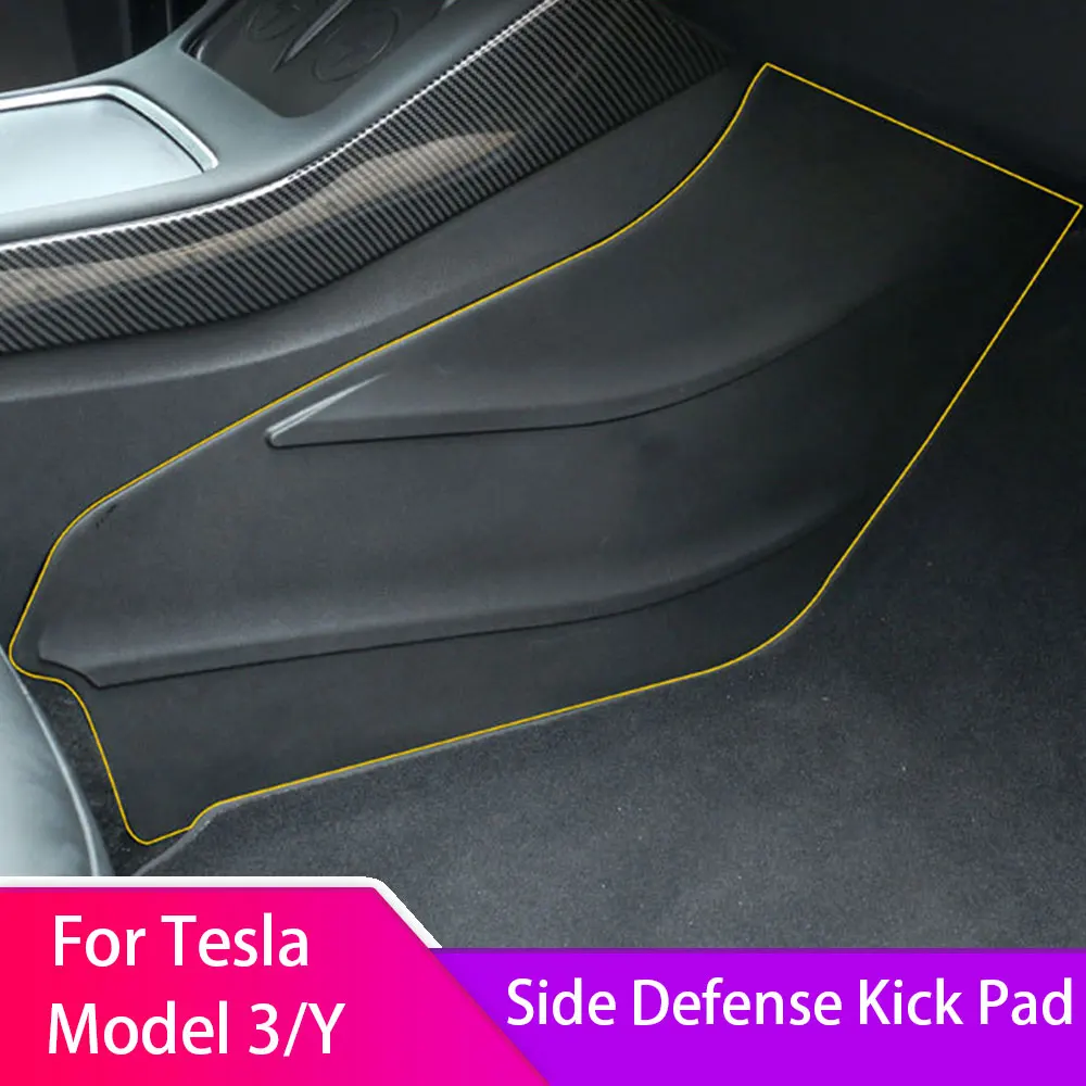 

For Tesla Model 3 Y 2017-2023 Central Control Side Defense Kick Pad TPE Rubber Interior Accessories Decoration Protective