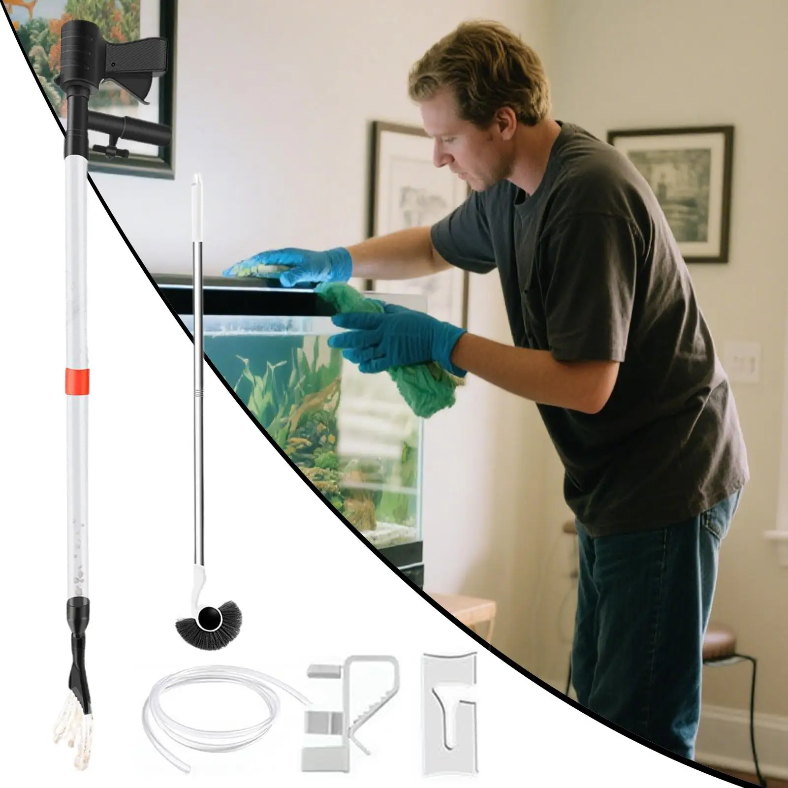 

Очиститель аквариума, ручной сменщик воды, комплект для чистки аквариума с кнопкой воздушного отжима для рифовой черепахи, креветок, пруда Betta