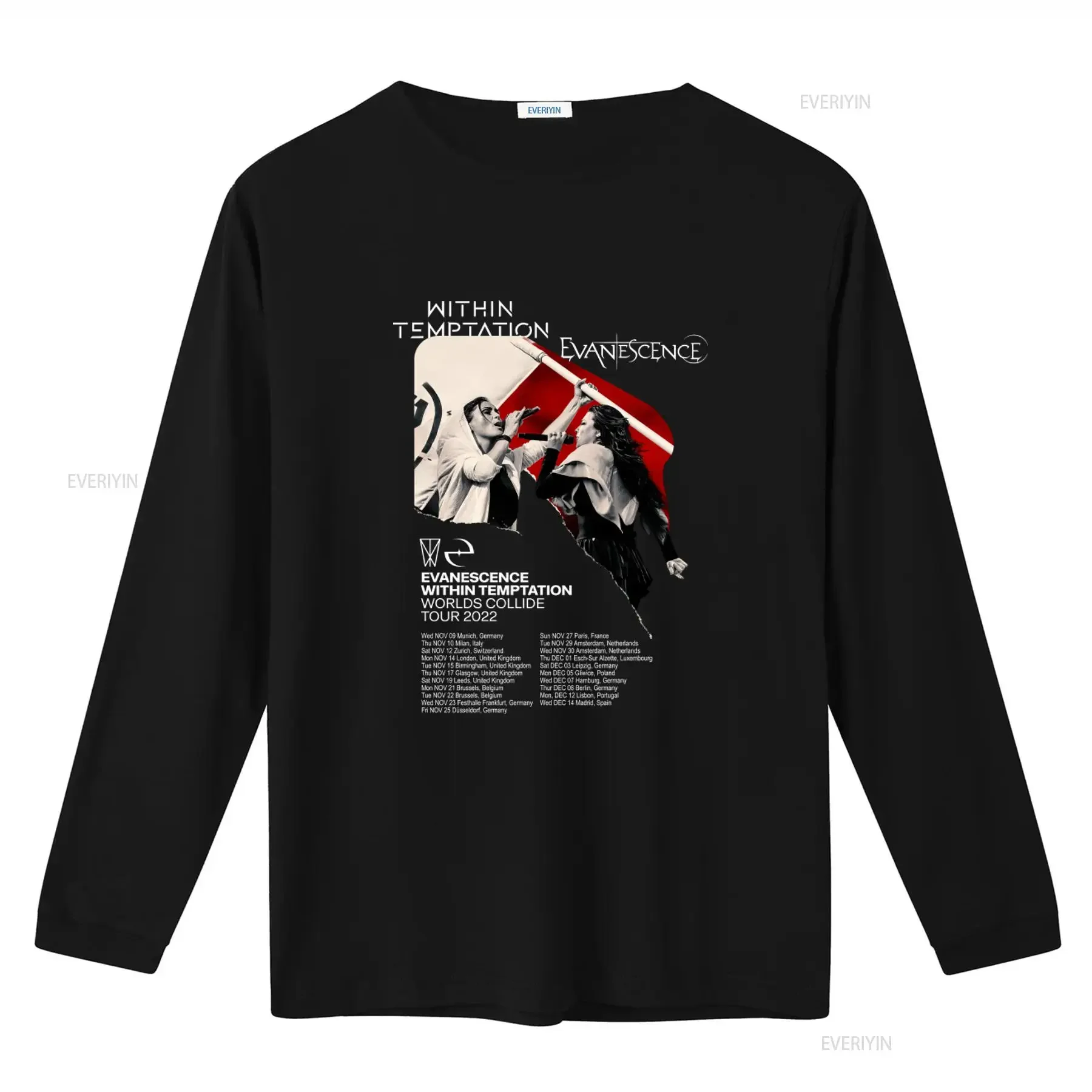 Within Temptation Evanescence T Shirt Tour 2022 UK England Worlds Collide Concert  vintage Washed Breathable Versatile Unisex - view 2