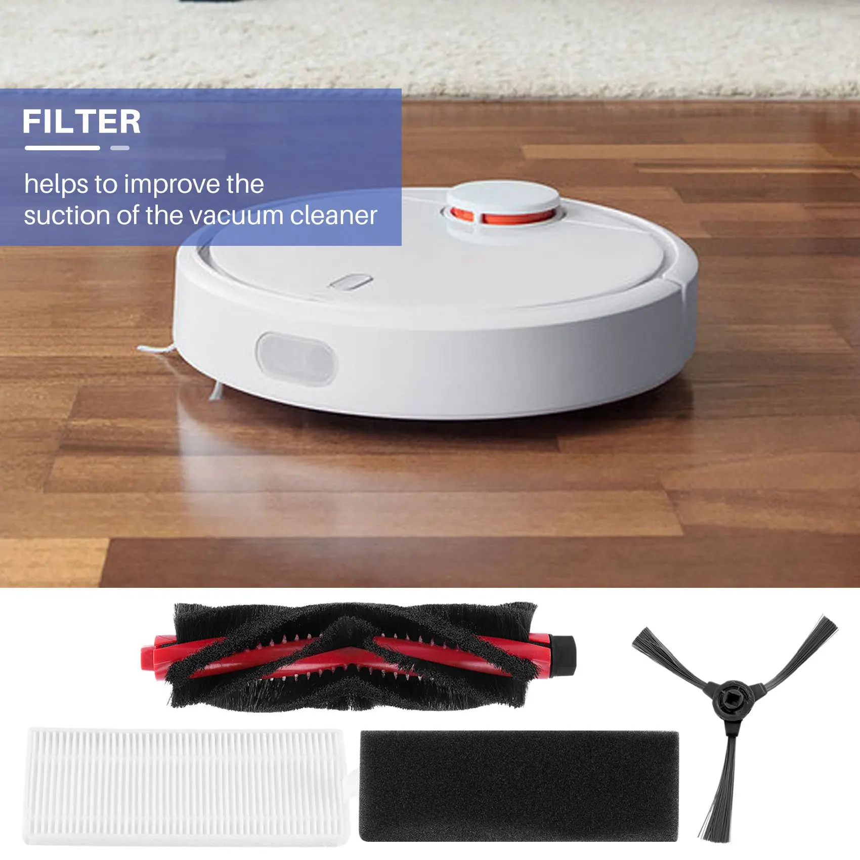 

AC88-Roller Side Brush HEPA Filter For Lefant M520/M501-B/M501-A/M571/T700/T800/K7 Robot Vacuum Accessories Kit Parts