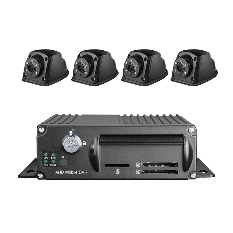 4Pcs AHD 2.0MP Indoor Cameras+4ch 1080P Car Mobile Dvr Video Recorder Kits Playback Motion Detection I/O Alarm CCTV Mdvr