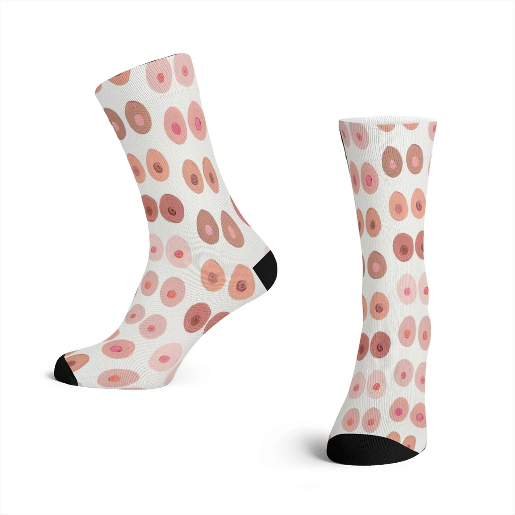 Pink BOOBS Straight Socks Male Mens Women Spring Stockings Polyester Harajuku