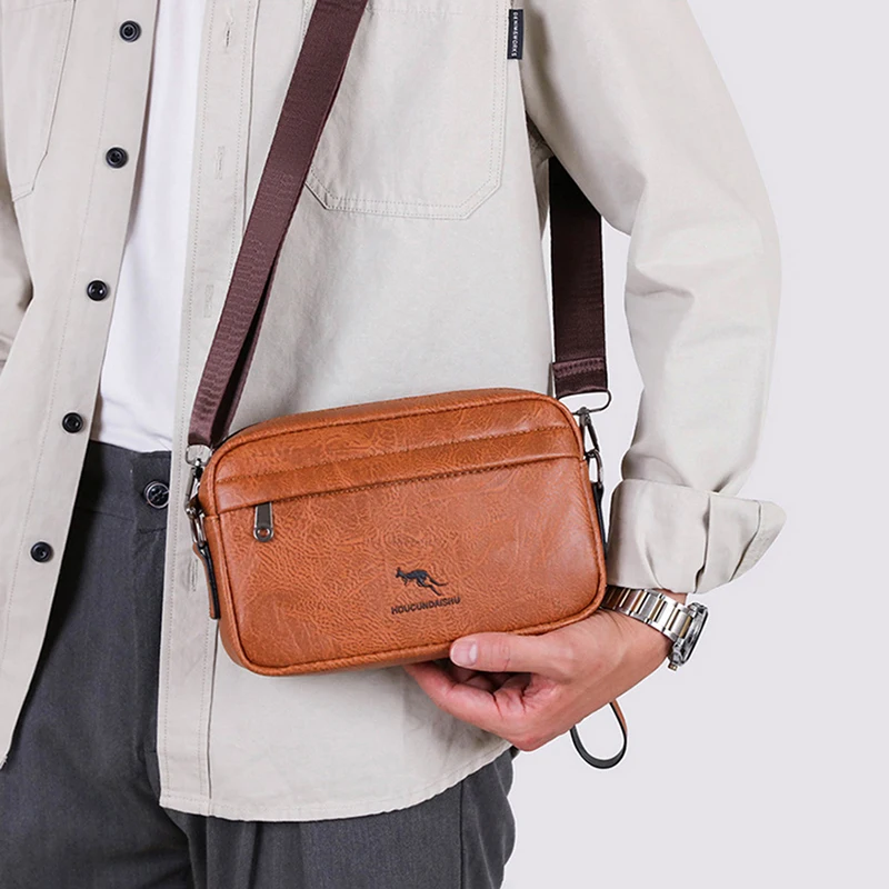 Mini Pochette en Cuir PU pour Homme, Portefeuille Long, Sac à Main, Porte-Cartes Croisé, Porte-Téléphone, Poudres Essentielles, Petit Sac