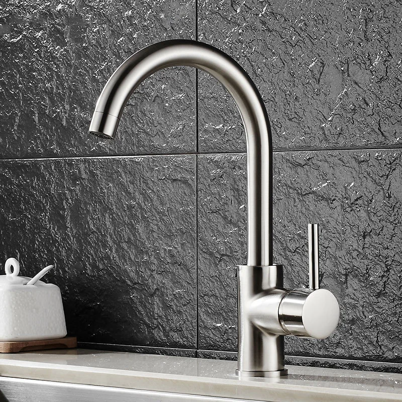 

Kitchen Faucets Brass Kitchen Sink Water Faucet 360 Rotate Swivel Faucet Mixer Single Holder Single Hole Silver Mixer Tap 7114