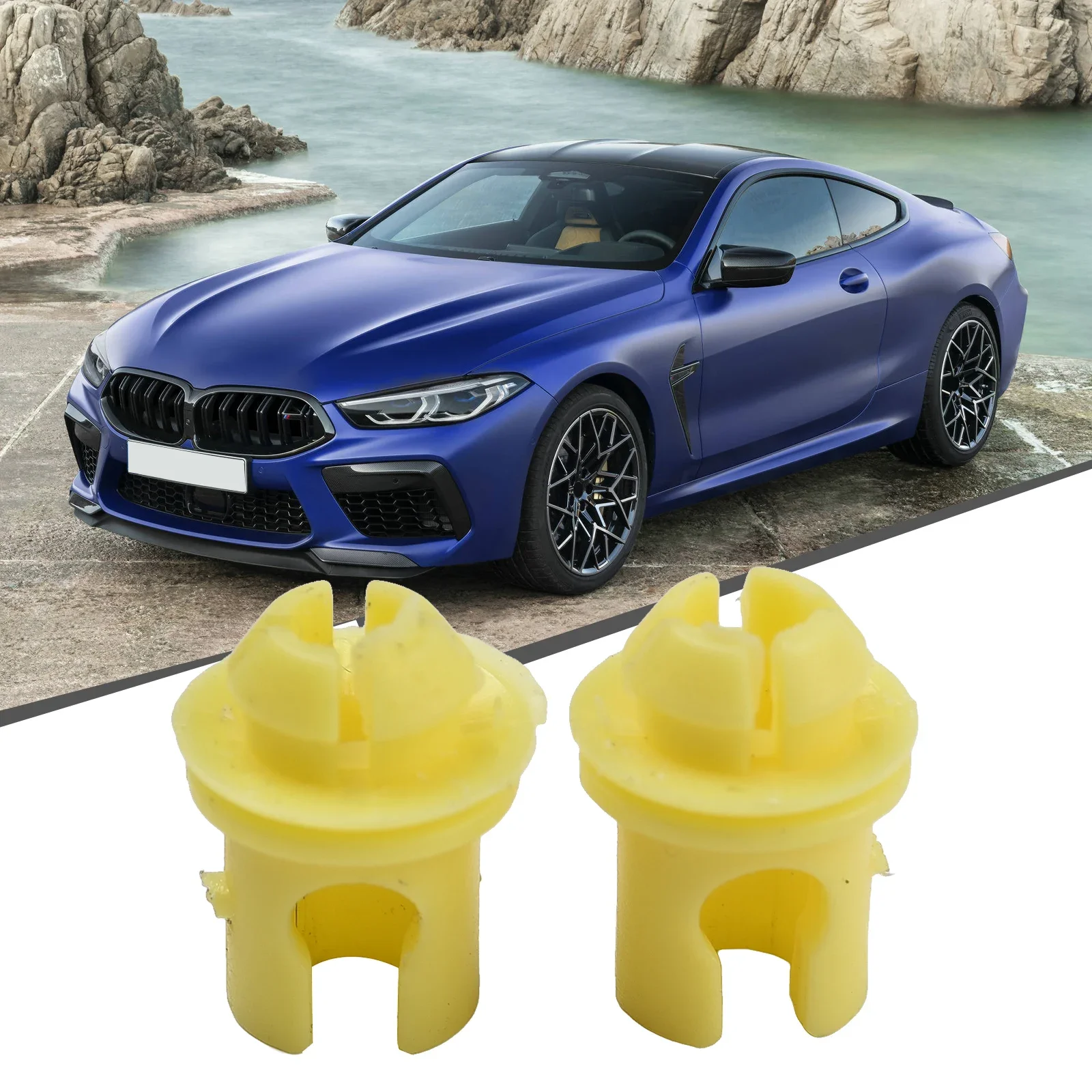 2pcs Car Interior Door Clips Door-Lock Mechanism Yellow Plastic 12MM*6.7MM Fasteners Fit For BMW 7 Series E23 E32 E38 E65 E66