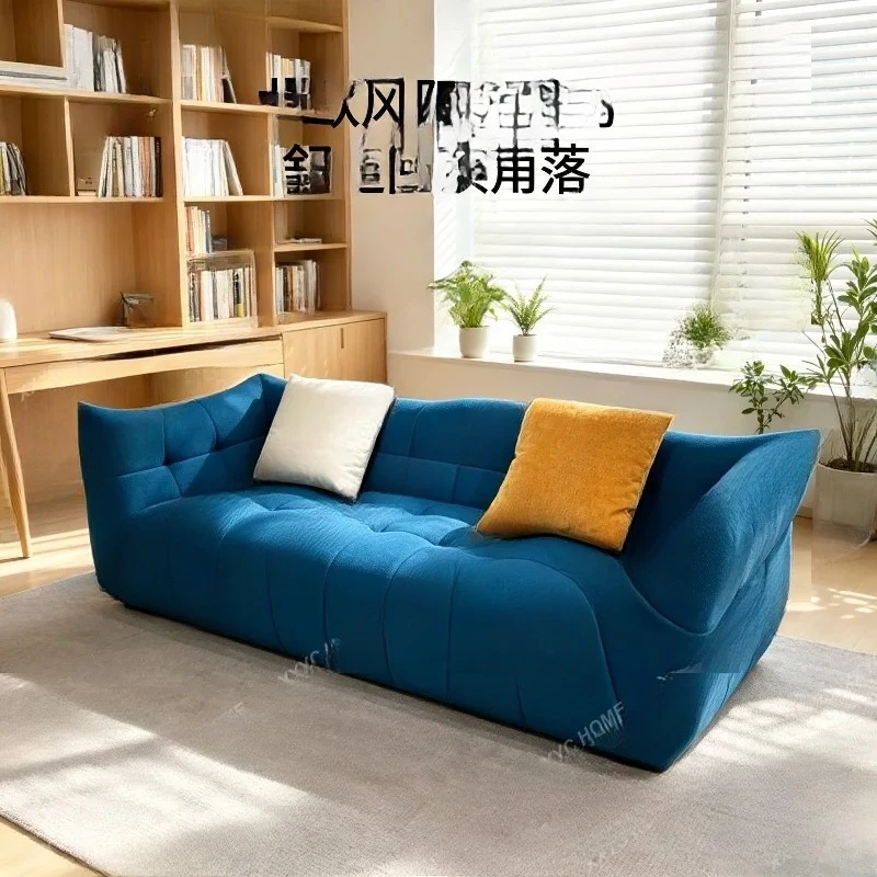 Minimalist modern style cream-colored fabric sofa, double seater z619, 220*102*74 cm