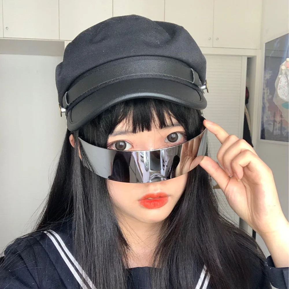 Futuristic Narrow Cyclops Visor Sunglasses Laser Eyeglasses Men UV400 Sun Glasses Personality Mirrored Lens Costume Eyewear Prop