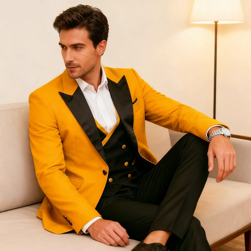 

Royal Blue Men's Wedding Suits 3 Pieces Casual Groomsmen Bridegroom Wedding Tuxedos Blazer Jacket Vest Pants Costume Homme