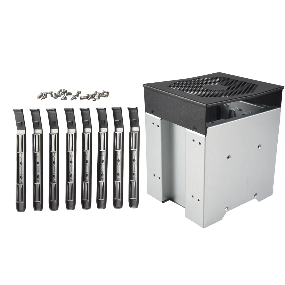 SMIEA 4-Bay Large Capacity HDD Hard Drive Cage Rack 5 Inch 3 x Optical Drive Bays to 3.5 Inch SAS SATA Hard Drive Tray Caddy