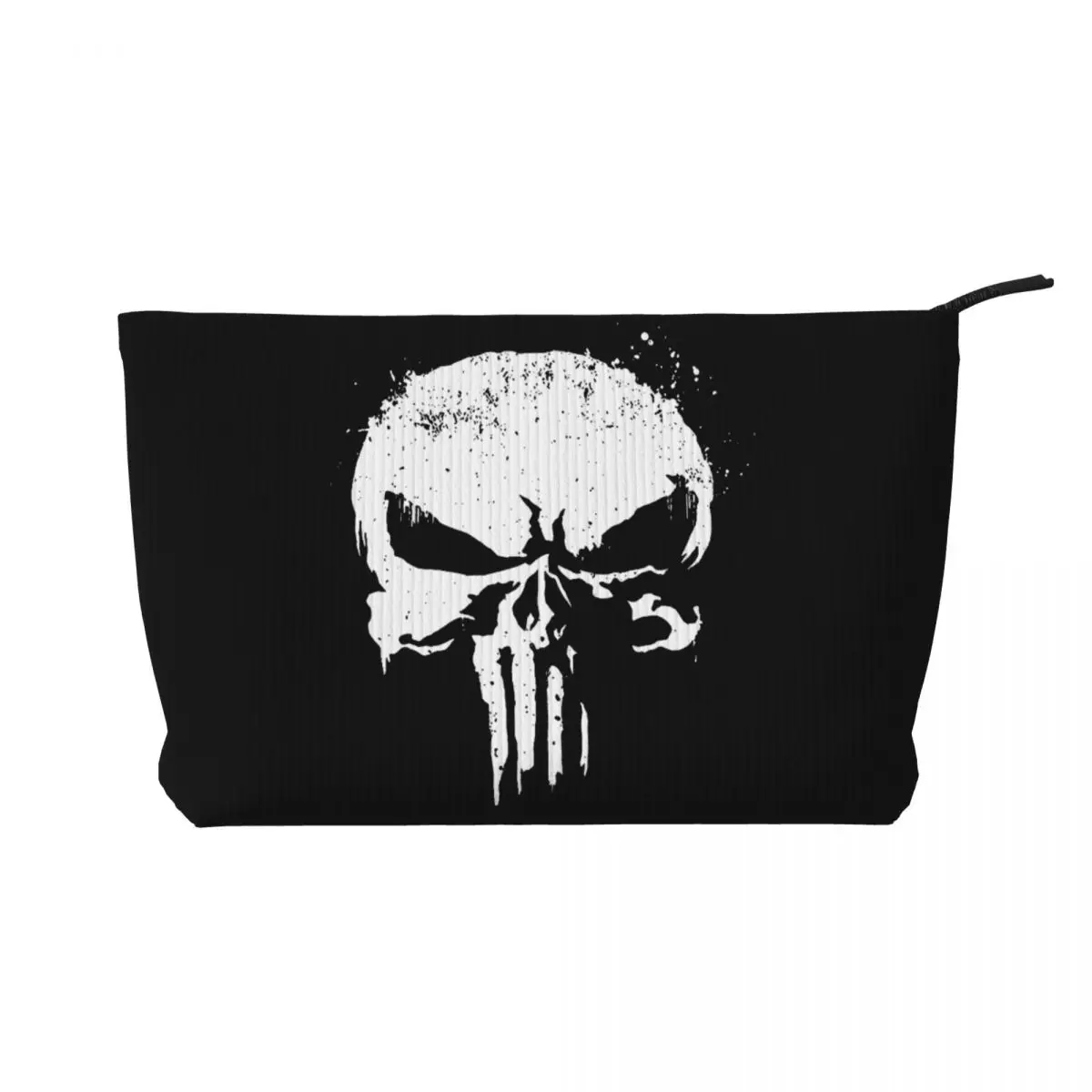 Custom Vintage Skeleton Punisher Skull Travel Toiletry Bag Women Corduroy Makeup Cosmetic Organizer Beauty Storage Dopp Kit