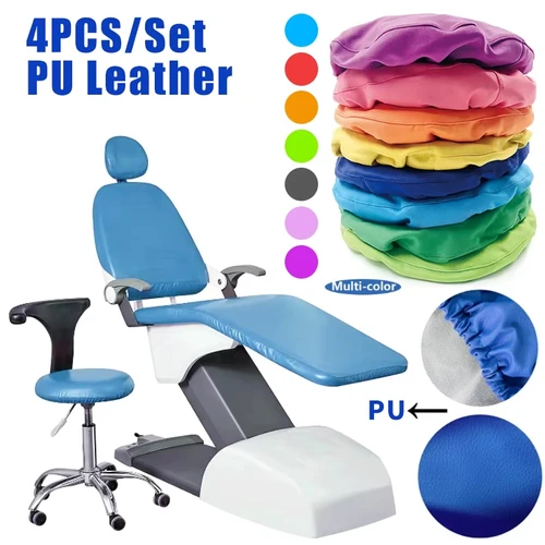 4 unids/set funda para asiento de silla Dental, funda protectora elástica impermeable de cuero PU, funda protectora para asiento de odontología, equipo de laboratorio