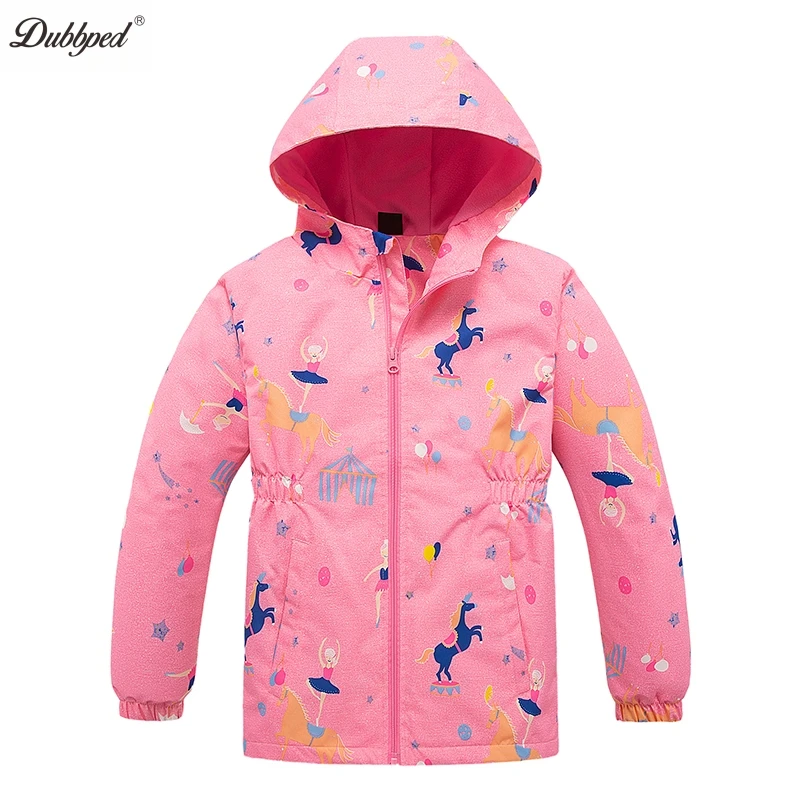 Dubbped Girls Polar Fleece Waterproof Jackets Spring Autumn Children Coats Sport Casual Kids Jackets Unicorn Windproof Rain