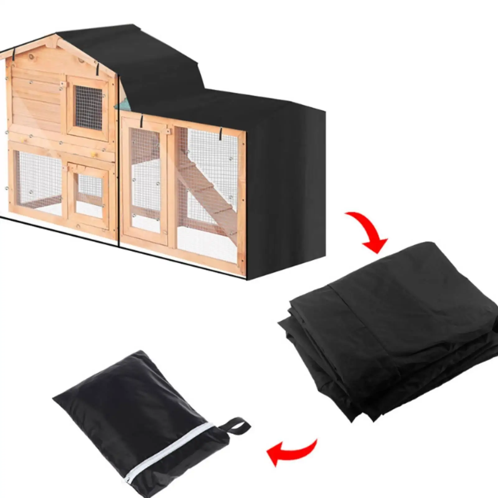 210D Oxford Cloth Outdoor Enclosure Cover Triangular Peaked Roof Dustproof Case Foldable Animal Hutch Protector for Patio Yard