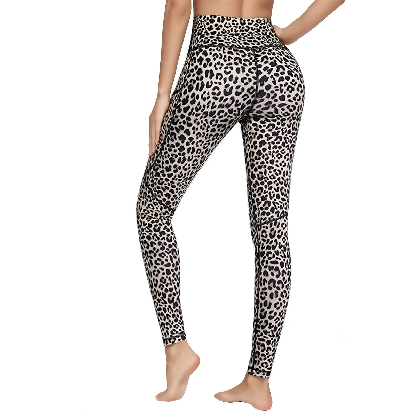 Leggings slim taille haute pour femme, pantalon de sport élastique, imprimé léopard, coton, mode estivale