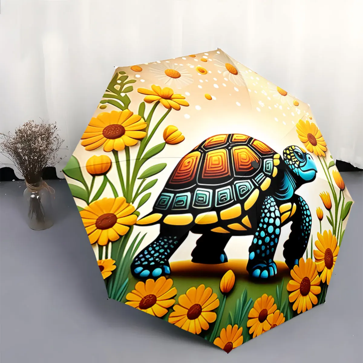 parapluie-portable-impermeable-et-anti-soleil-avec-impression-illustrative-de-tortue-coloree-et-fleurs-jaunes-ideal-pour-les-voyages-en-exterieur-et-la-plage