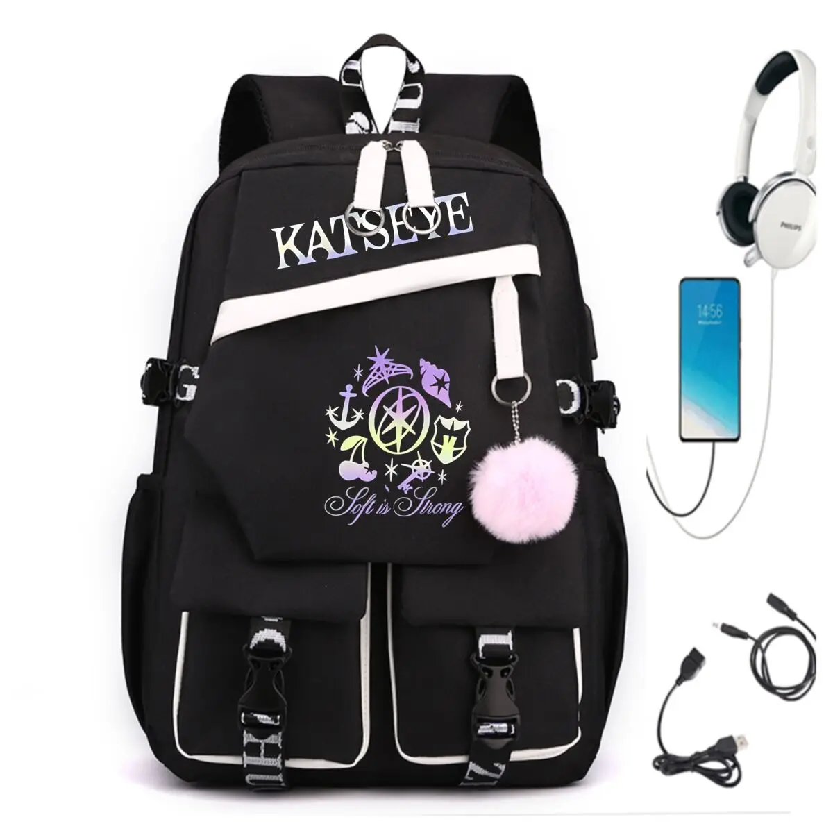 Girls Group Katseye Schoolbag Fashion Women Zipper Travel Rucksack Teen Girl Vintage Schoolbag Casual Student Y2K Backpack