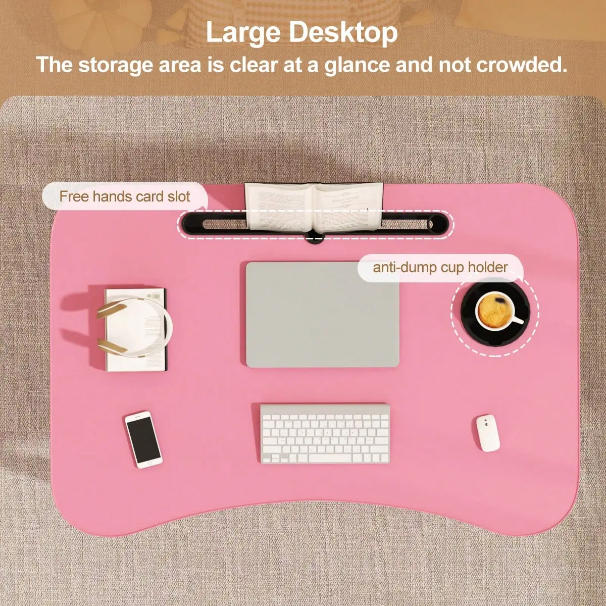 Portable Foldable Laptop Bed Tray – With Cup Holder for Bed/Sofa/Living Room Floor (Dining/Reading/Writing/Work)