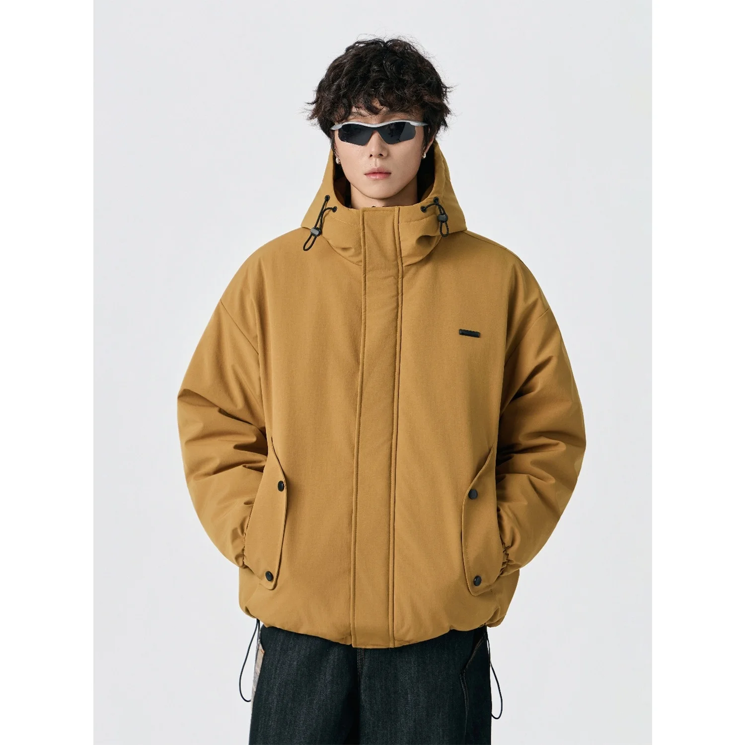 

Trendy Large Size Hooded down Jaet Men's Winter Casual Warmth Du down Coat Simple Sle Workwear Polyester Fabric Youth P...
