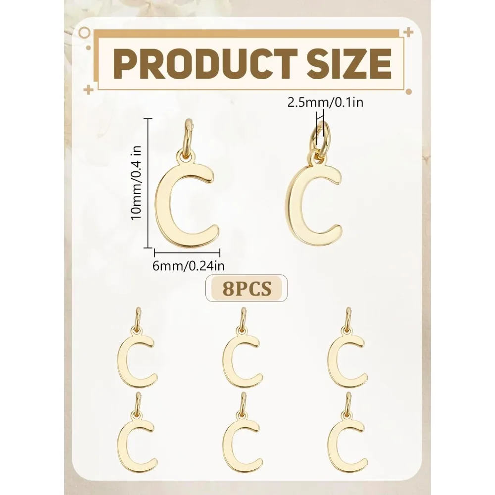 

8Pcs Letter C Charms A-Z Initial Letter Metal Charms Mixed Alphabet Pendant for Jewelry Handmade Making Supply Gifts DIY Earring